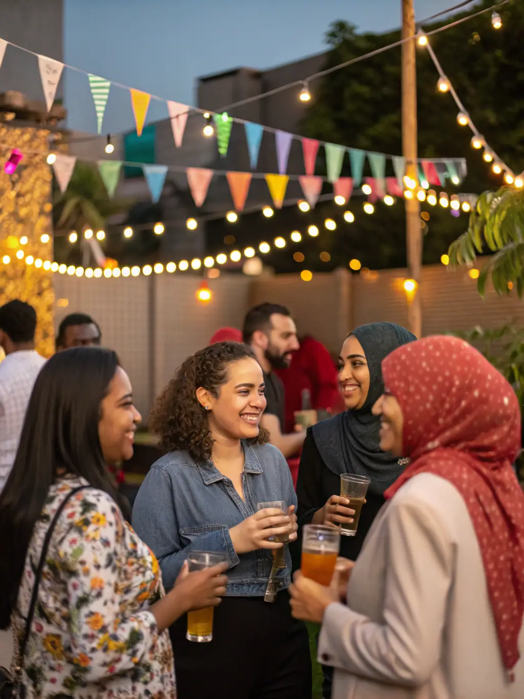 A photo of people of different ages and backgrounds interacting and laughing at a LES VIOLETS DE CHANZY community event.